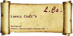 Lencz Csák névjegykártya